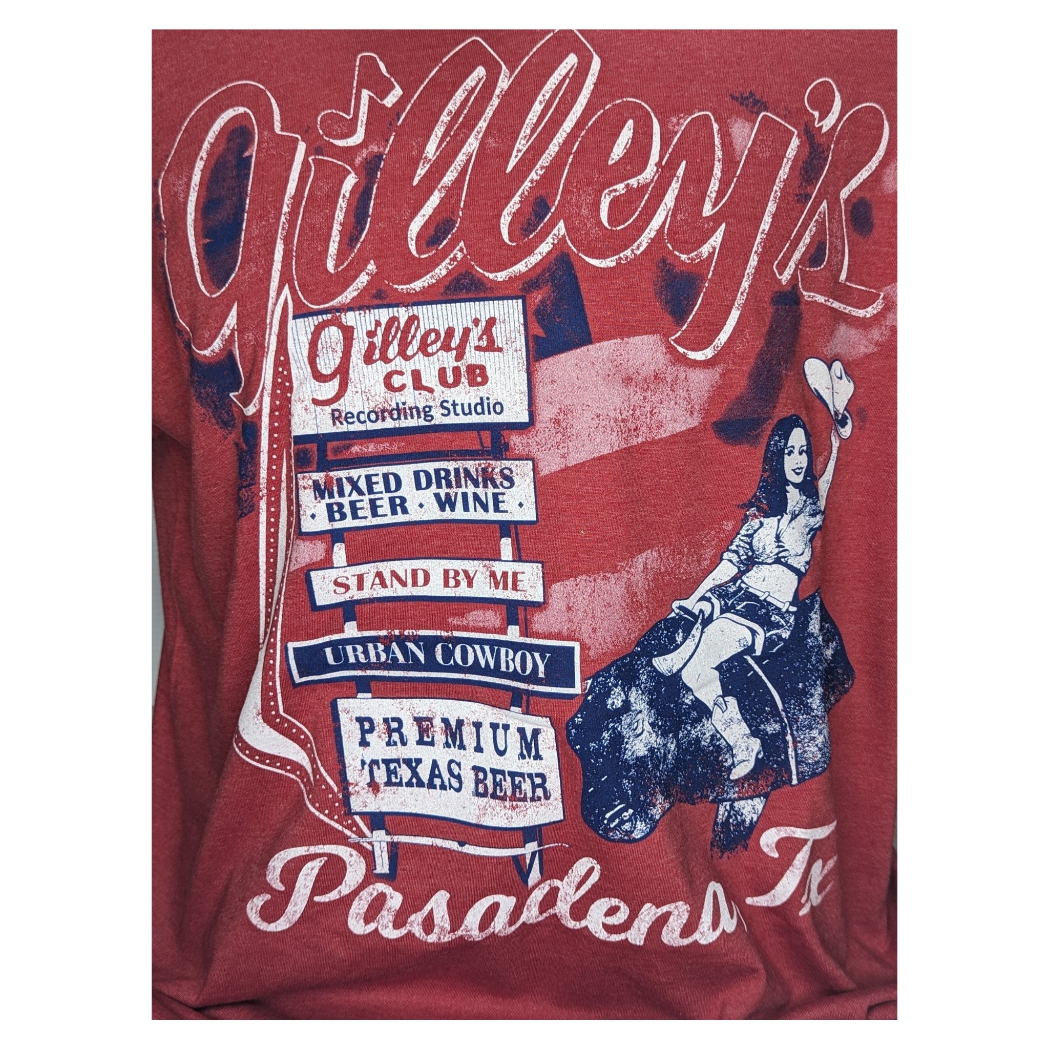 Gilley's Bull Rider Shirt - Hard Hat Days and Honky Tonk Nights - Unisex Poly-Rich Blend Tee - Gilley's Food & Beverage