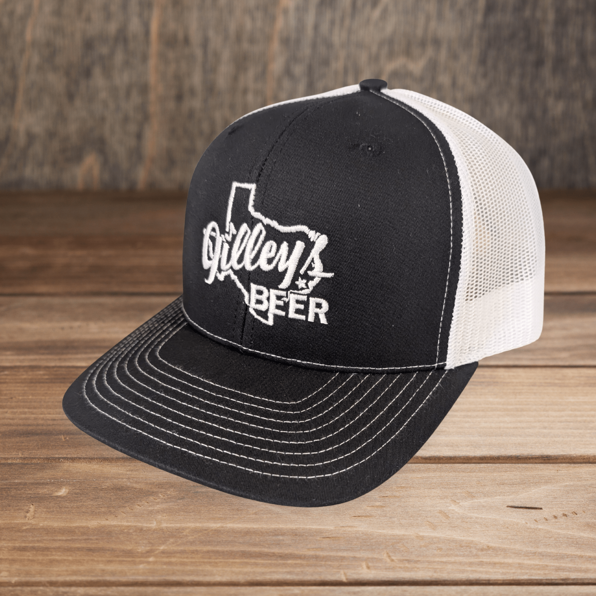 Gilley's Beer Trucker Hat Black & White - Gilley's Food & Beverage