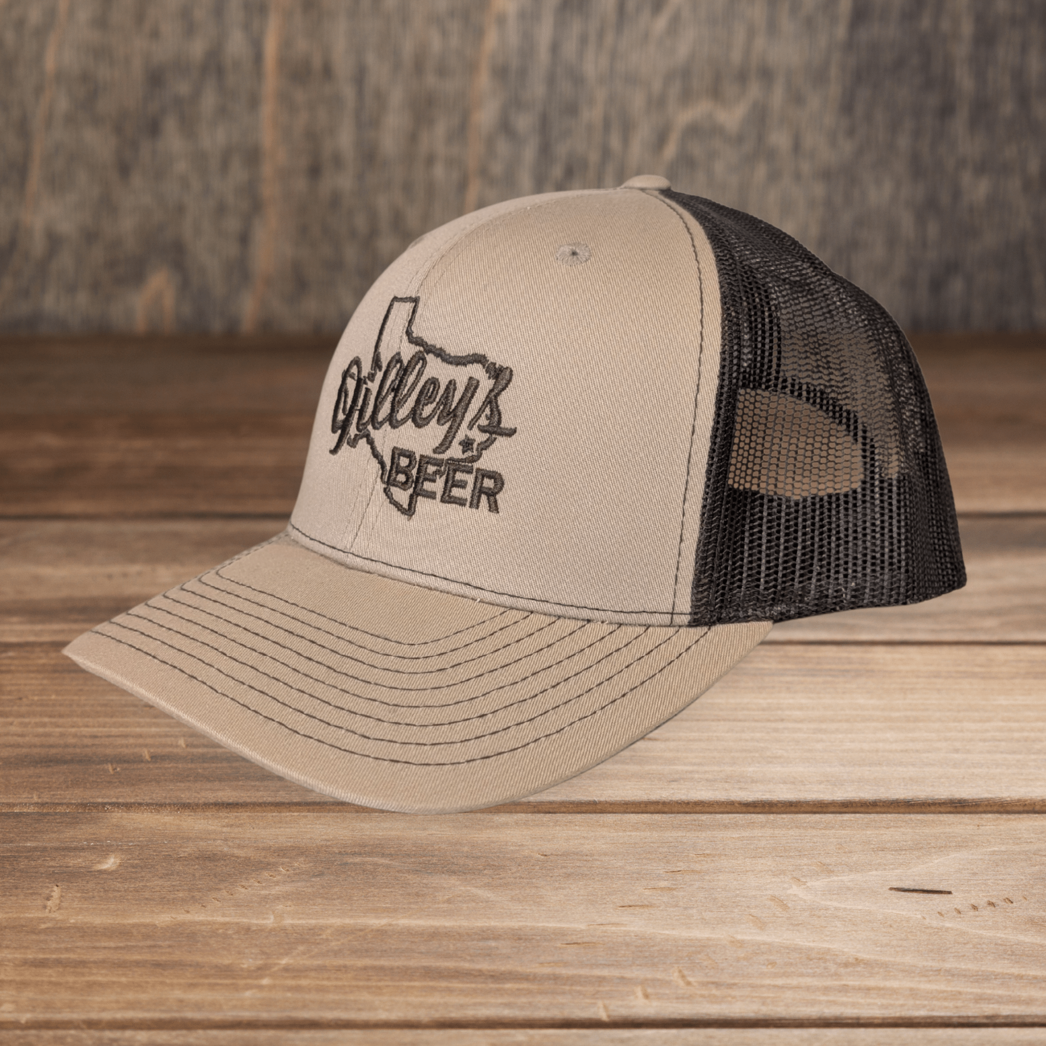 Gilley's Beer Trucker Hat Khaki & Black - Gilley's Food & Beverage