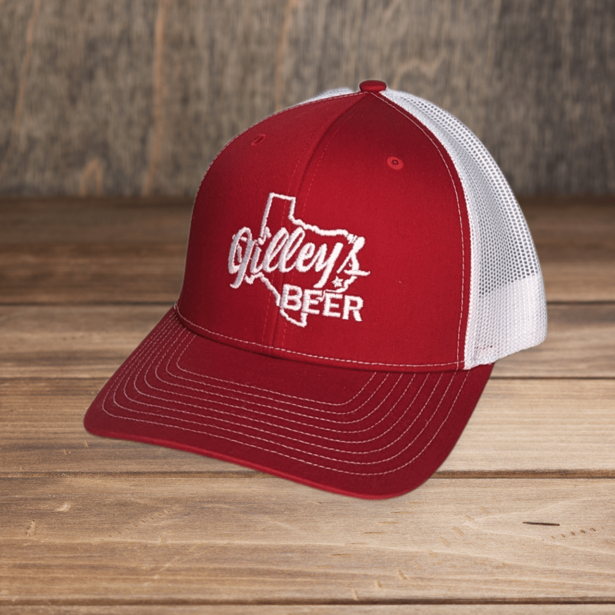 Gilley's Beer Trucker Hat Red & White - Gilley's Food & Beverage