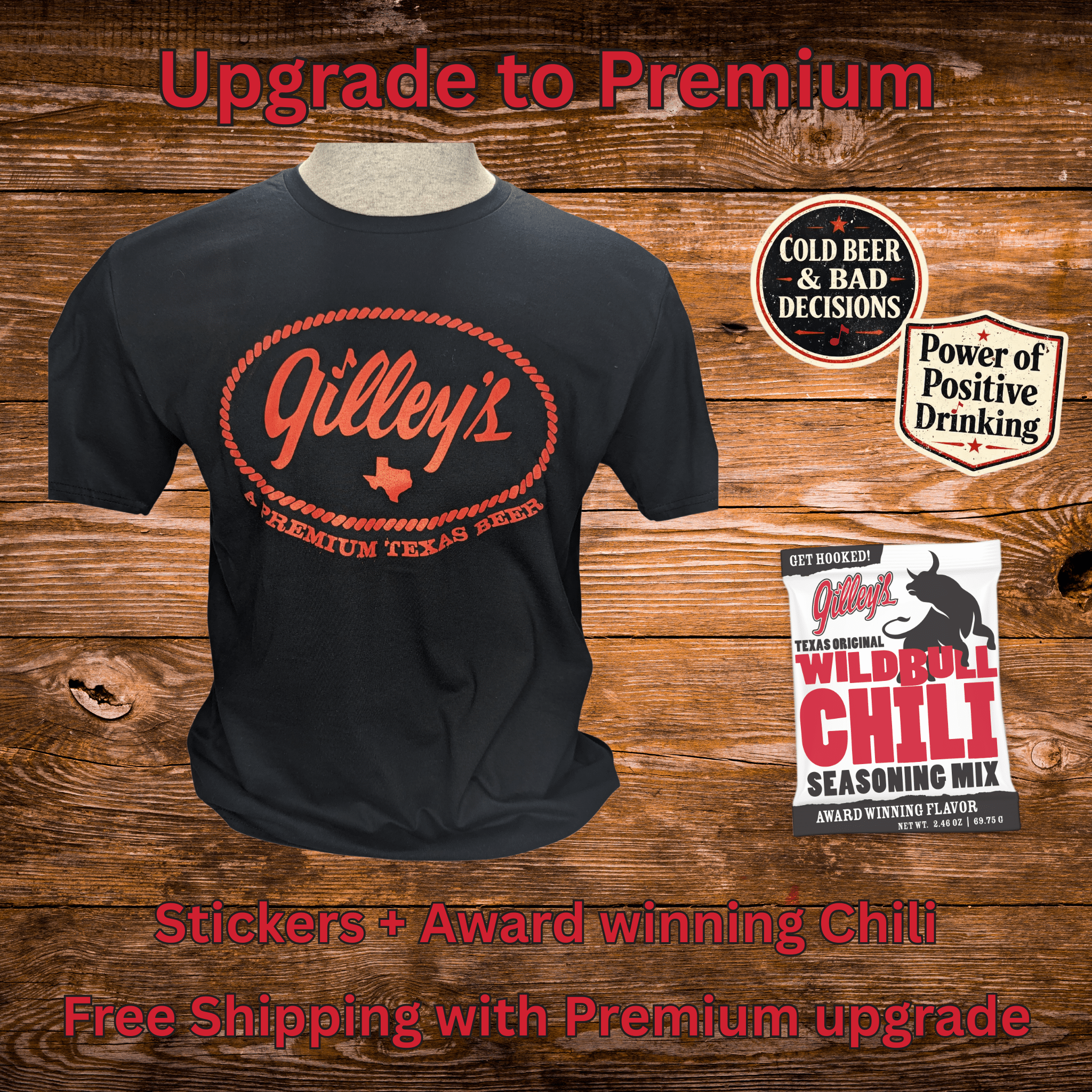 Gilley's Beer - Vintage Red Logo Shirt - Classic Fit Tee - Gilley's Food & Beverage
