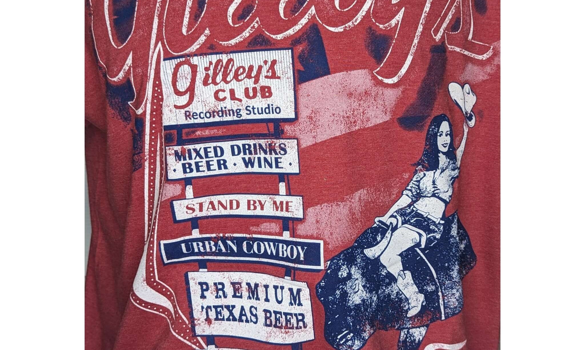 Gilley's Bull Rider Shirt - Hard Hat Days and Honky Tonk Nights - Unisex Poly-Rich Blend Tee - Gilley's Food & Beverage